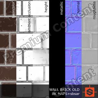 PBR Substance Material of Wall Brick Old